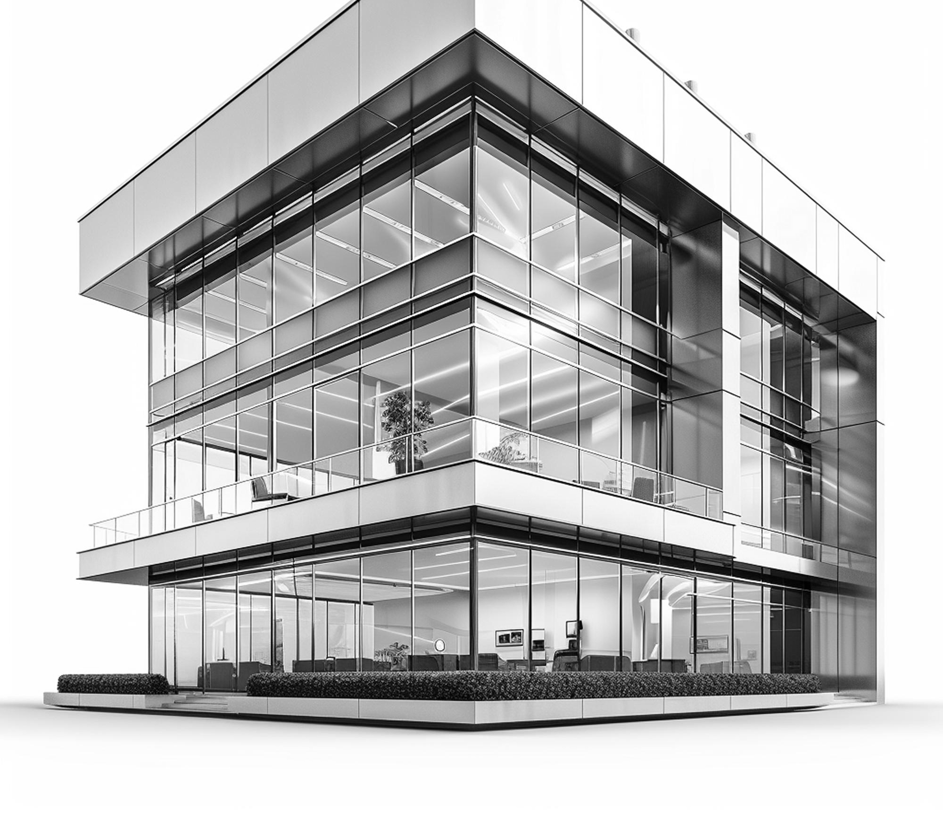 Commercial building as-built render