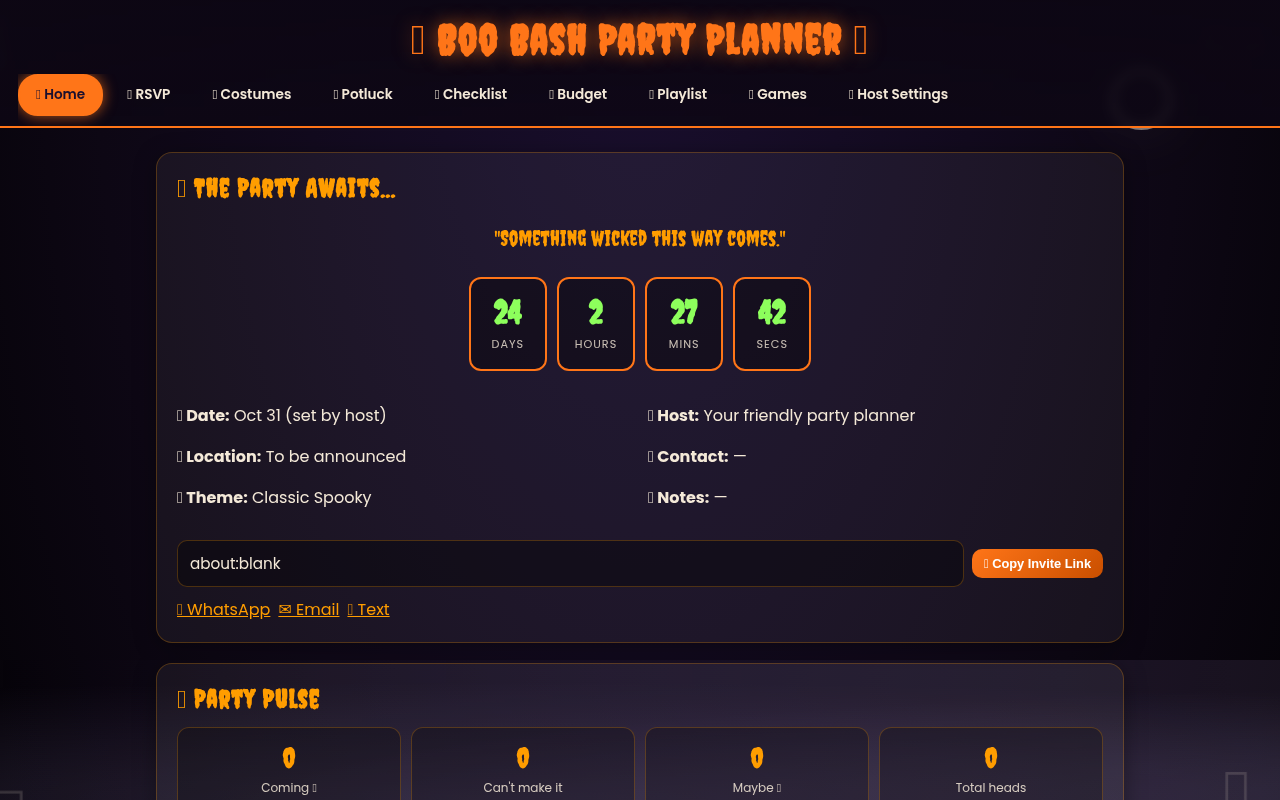 Halloween Party Planner template preview